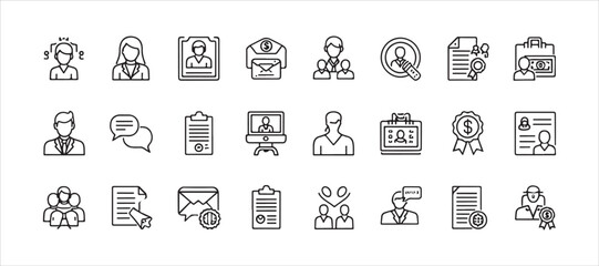 Editable Line Icon Set for Business. Pixel Perfect. Vector Illustration