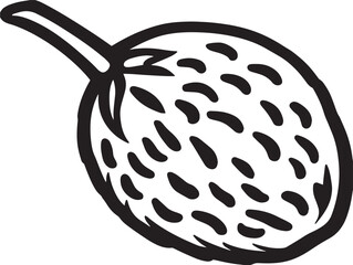 Vibrant Snake Fruit Line Drawing in Flat Vector Style