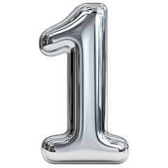 silver metal font number 1