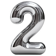 silver metal font number 2