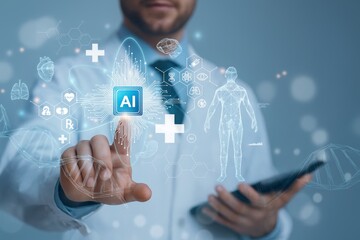 Modern Healthcare Integration with Artificial Intelligence: A Doctor Leveraging AI for Diagnosis and Treatment in Digital Futuristic Medicine.