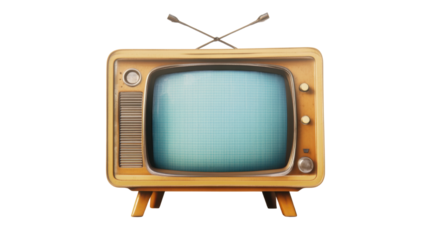 old tv set on white background