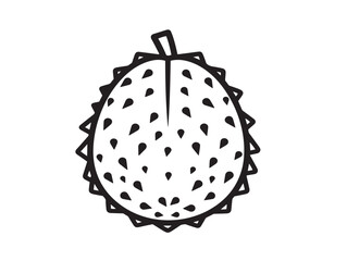 Fresh Soursop Fruit Sketch in Clean Vector Art