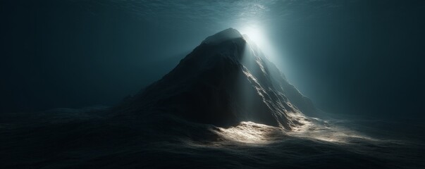 Underwater mountain discovery ocean depths scenic view mysterious environment serene concept