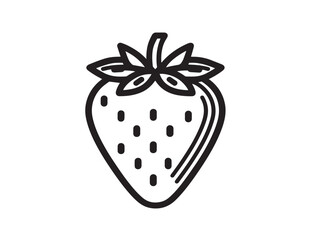 Fresh Strawberry Icon in Clean Vector Line Design