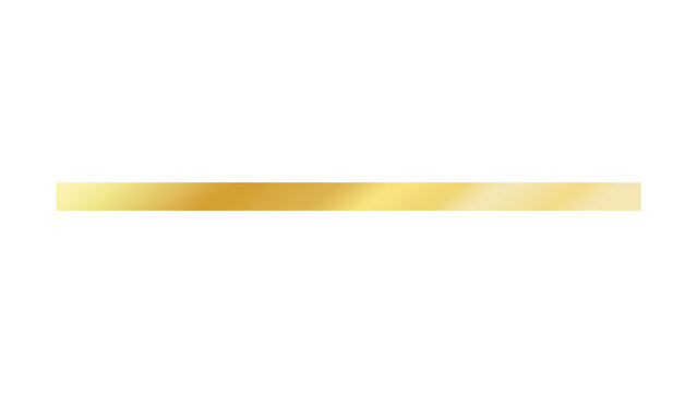 Gold banner bar isolated on a transparent background cutout. Shiny decorative element for  design