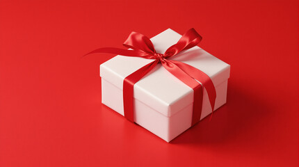 Obraz premium red gift box with ribbon, red gift box