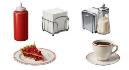 Retro Diner Food and Drink Still Life Illustration