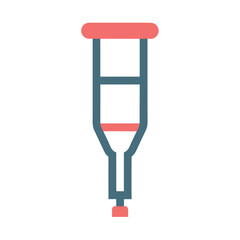 Simple Flat Crutch Icon Design in Vector Format for Medical or Healthcare Applications single