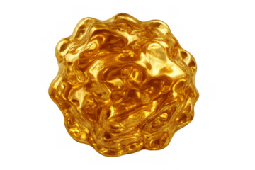 Golden liquid sphere rotating on transparent background, perfect for visual effects and motion graphics