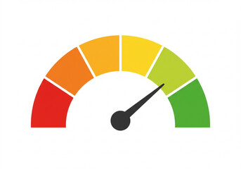 Color coded gauge with needle indicating a good or average performance level