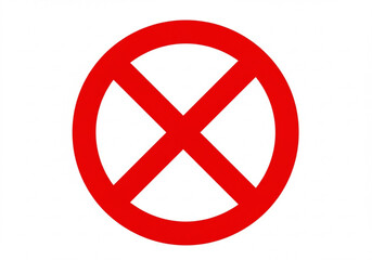 Obraz premium Red circle with a diagonal cross symbol indicating prohibition or negation