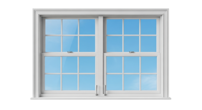 Double hung window on white background