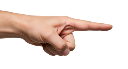 Hand pointing direction isolated on white background