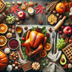 roast turkey and spices. Thanksgiving holiday table