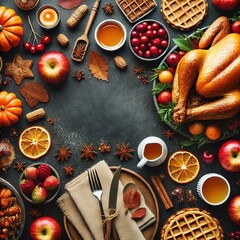 roast turkey and spices. Thanksgiving holiday table