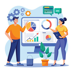 Business people analyzing charts and data analysis