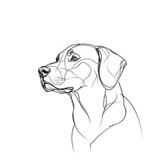 Outline illustration of a dog profile with detailed features, isolated on transparent background 