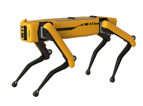 Yellow robot dog or Smart robot dog assistant
. Quadruped dog robot for help and guidance. 