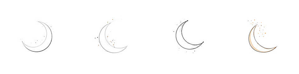 Crescent Moon Outline Set - Celestial Art Illustrations