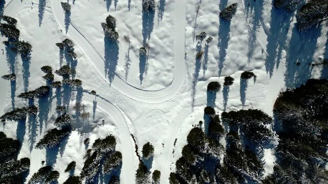Nassfeld Pass in winter. View from above.