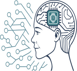 Vector Illustration of Artificial Intelligence Brain Chip | Futuristic AI Technology and Machine Learning Concept Design