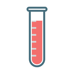 Flat Test Tube Icon with Blue Liquid Science Chemistry and Laboratory Design Element for Medical or Educational Projects