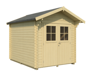 A wooden garden shed isolated on transparent background, perfect for outdoor storage and organization
