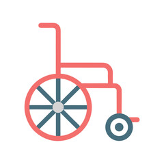 Flat Design Wheelchair Icon for Medical or Accessibility Purposes in CMYK with Helvetica and Courier Fonts