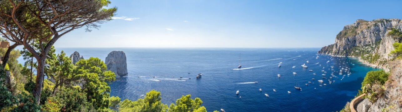 Capri Island panorama in summer, Gulf of Naples, Campania, Italy