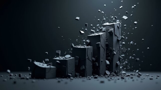 Broken graph structure — horizontal background for crisis, loss and disruption themes.