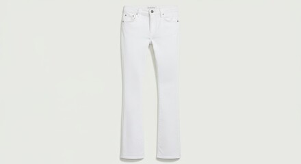 Clean White Denim Jeans Isolated on a Plain Background, Fashion Apparel.