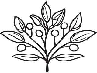 Elegant Xylosma Botanical Icon in Modern Vector Line Art