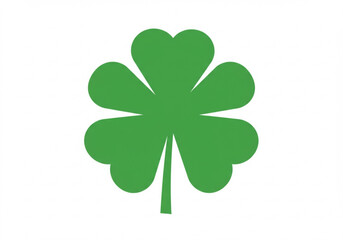 A simple graphic of a green shamrock clover on a white background