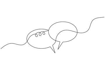 Obraz premium Continuous one line art drawing speech bubble square shape minimalist single line unique message chat and dialogue box vector illustration.