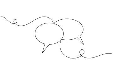 Continuous one line art drawing speech bubble square shape minimalist single line unique message chat and dialogue box vector illustration.