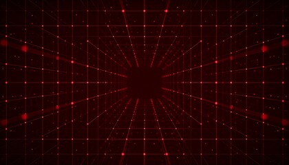 Red grid network tunnel effect