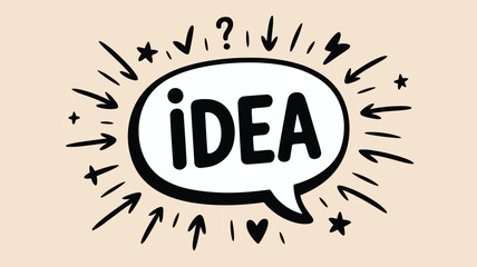 Idea concept in speech bubble with starburst design provides innovative thinking illustration.