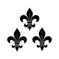 Fototapeta premium Set of lily flowers silhouette icon vector flat illustration on white background.