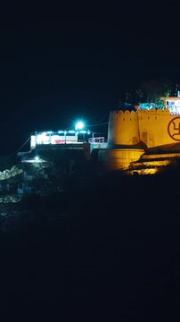 Garh Ganesh Temple In Night Illumination. Travel Destination. Garh Ganesh Temple, Jaipur, India. 18th-century Temple Of Lord Ganesh. Located On The Aravali Hills Near Nahargarh Fort And Jaigarh Fort