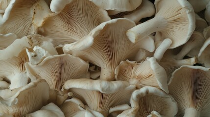Close-up view of many mushrooms