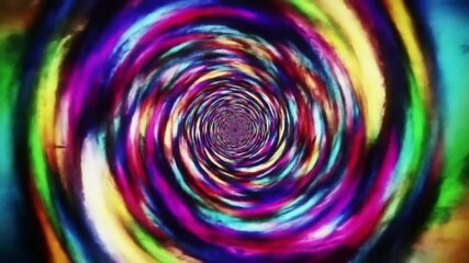 Colorful abstract spiral tunnel with swirling psychedelic rainbow patterns and motion - Powered by Adobe