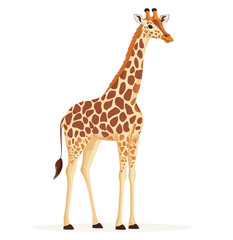 Obraz premium A realistic giraffe stands tall on the savanna isolated on transparent background