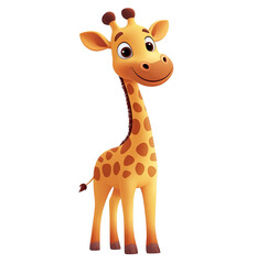 Obraz premium Cute cartoon giraffe with a long neck isolated on transparent background