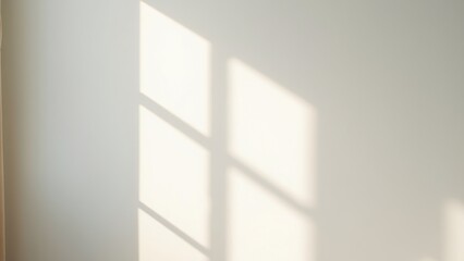 Sunlit Window Frame on White Wall Background