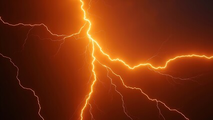 Dynamic Lightning Bolts on a Fiery Sky Background for Graphic Design and Visual Effects