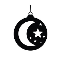 Obraz premium Black crescent moon and stars hanging ornament celestial