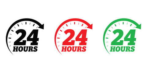24 Hours Service Vector Icon Set for Delivery and Support