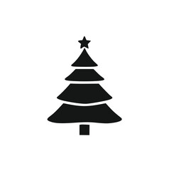 Black stylized Christmas tree with star evergreen holiday