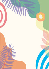 Trendy botanical vertical layout with abstract tropical foliage. summer poster. summer sale, social media promotional content. Vector banner